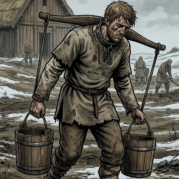 Codex entry — a thrall hauling water