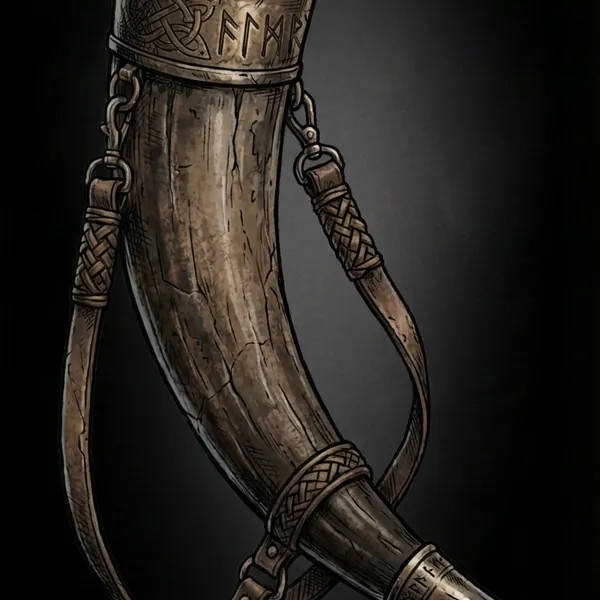 Drinking horn with rune-carved band