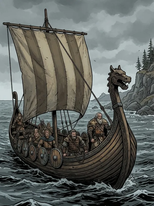 A drakkar at sea — codex artwork