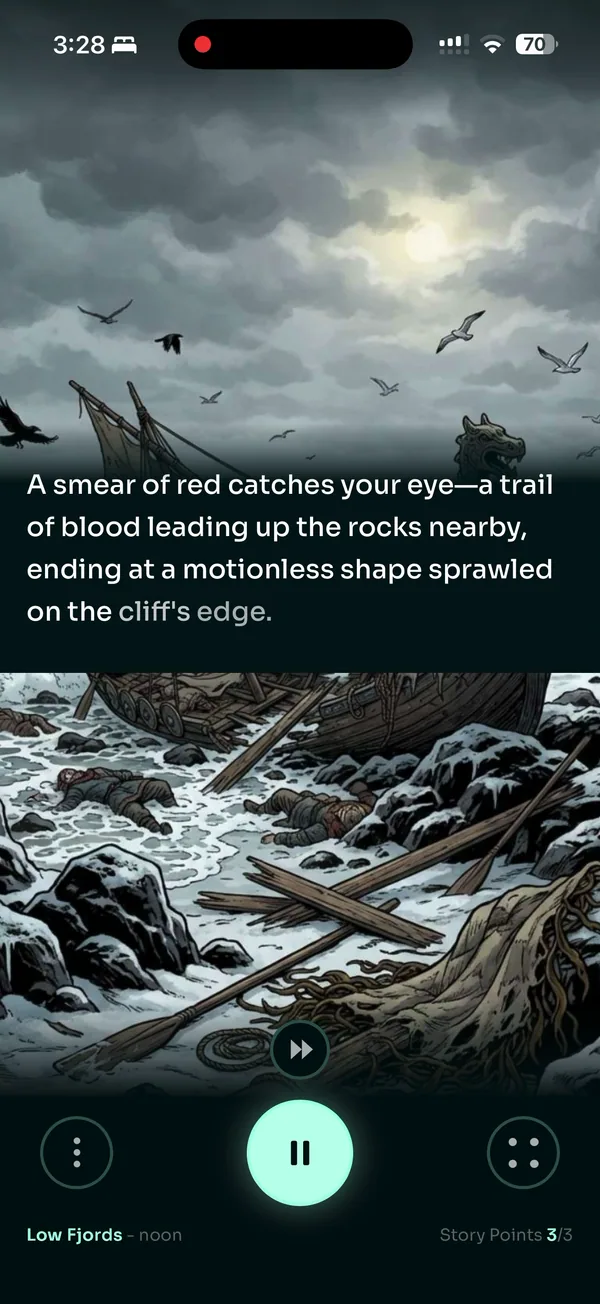 A motionless body on a snow-covered cliff edge